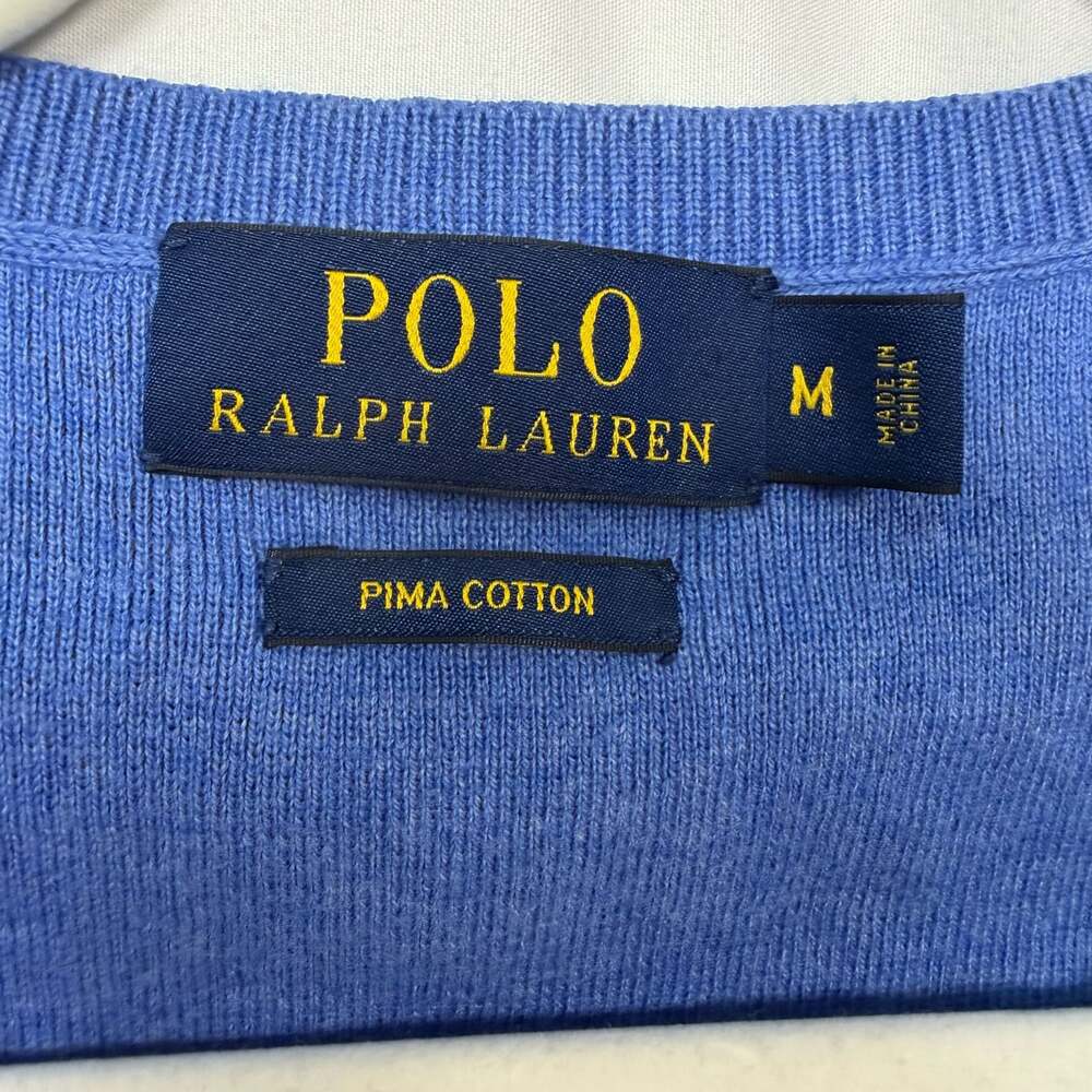 Polo Ralph Lauren Pima Cotton V-Neck Sweater Vest Blue Size M - Picture 4 of 7